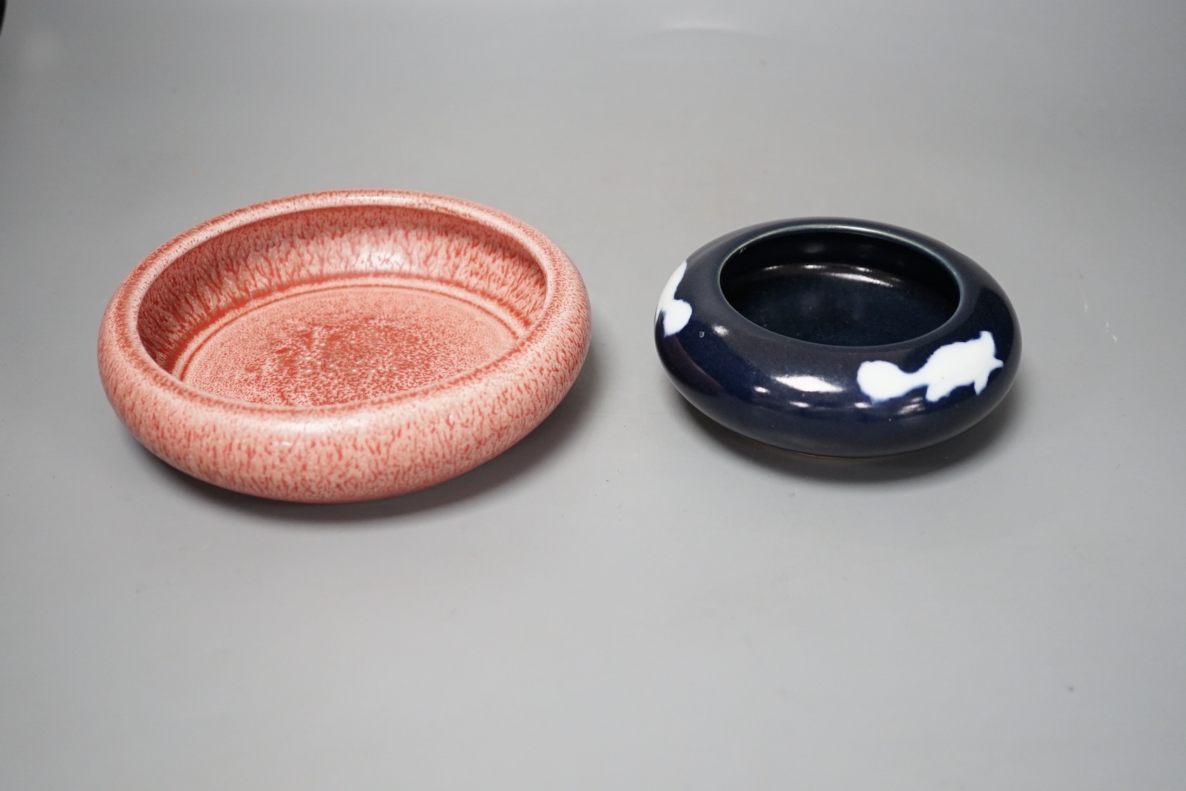 A Chinese 'fish' brushwasher and a peach bloom glazed brushwasher